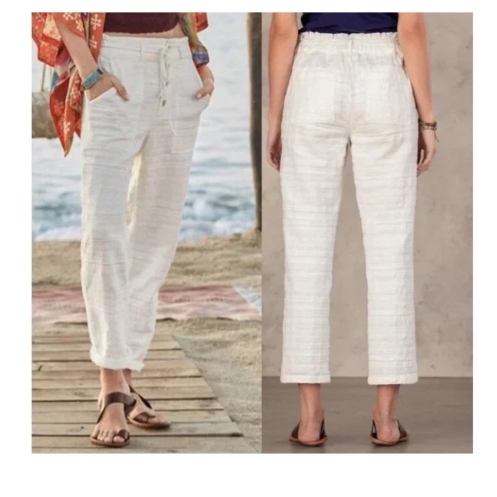 Sundance Coastlines Pants‎ Womens PL White Cotton Gauze Button Fly Relaxed Boho